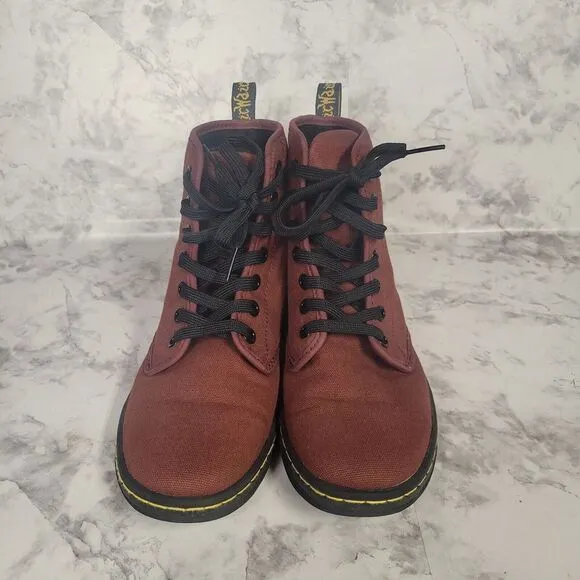 Dr Martens Shoreditch Lace Up Ankle Boots Womens Size 6 EUR 37 Cherry Red Canvas