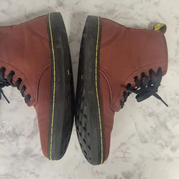 Dr Martens Shoreditch Lace Up Ankle Boots Womens Size 6 EUR 37 Cherry Red Canvas
