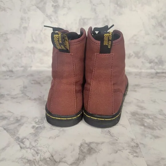 Dr Martens Shoreditch Lace Up Ankle Boots Womens Size 6 EUR 37 Cherry Red Canvas