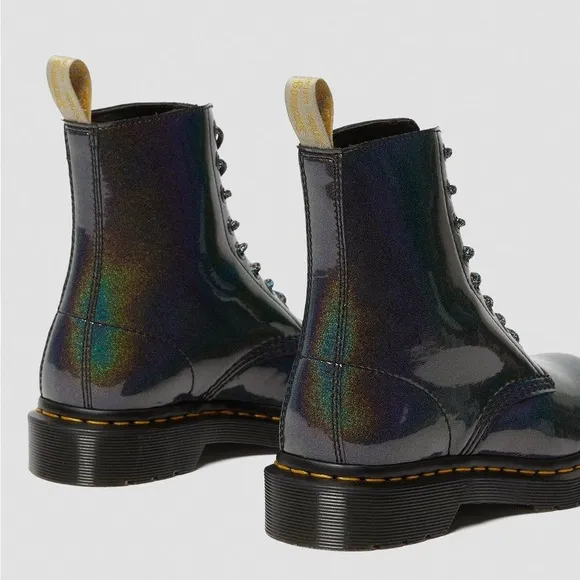 Dr. Martens ✨ Size 6 • Vegan 1460 Pascal Lace Up Boot • Gunmetal • RAINBOW 🌈