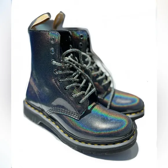 Dr. Martens ✨ Size 6 • Vegan 1460 Pascal Lace Up Boot • Gunmetal • RAINBOW 🌈