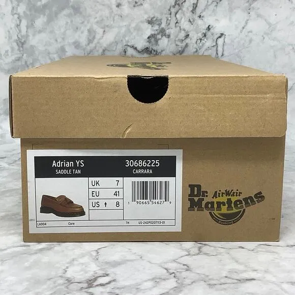 Dr Martens Sz 8M Saddle Tan Adrian YS Carrara Leather Tassel Loafer Shoes BR8-13