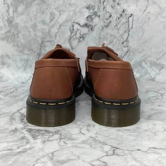 Dr Martens Sz 8M Saddle Tan Adrian YS Carrara Leather Tassel Loafer Shoes BR8-13