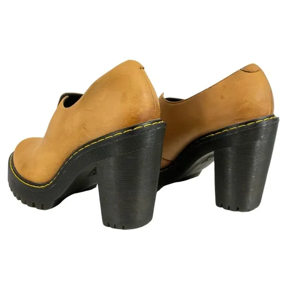 Dr Martens | Women 6 | Tan Leather Cordelia‎ Chunky Slip On Platform Heel Shoes