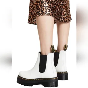 Dr. Martens Womens 12 2976 Bex White Lug Sole Pull On Casual Chelsea Boots NWT