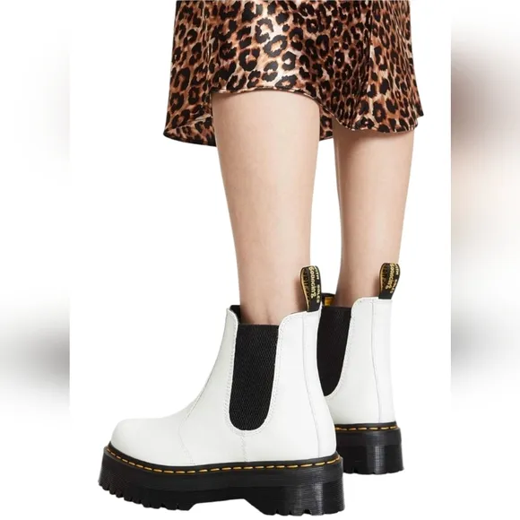 Dr. Martens Womens 12 2976 Bex White Lug Sole Pull On Casual Chelsea Boots NWT