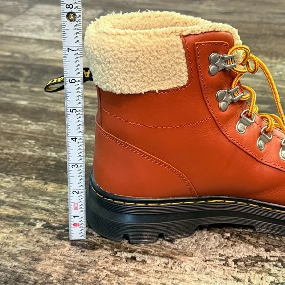 Dr. Martens Women's Leather Combs Faux Fur Lined Lace Up Casual Boots NEW