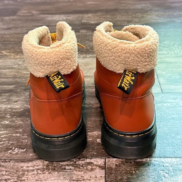 Dr. Martens Women's Leather Combs Faux Fur Lined Lace Up Casual Boots NEW