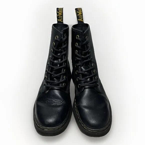 Dr Martens Zavala Black Leather Ankle Combat Work Boots Women's sz 7 AW004 Y2K
