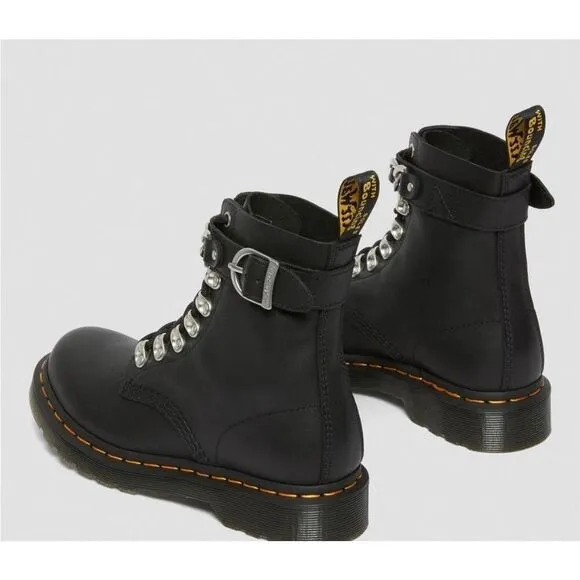 DR MARTENS 1460 Pascal Women's Chain Leather Lace Up Boots sz 7
