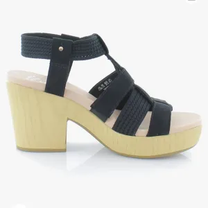 Dr Scholl’s Blossom black heel‎ sandals 6.5 NEW