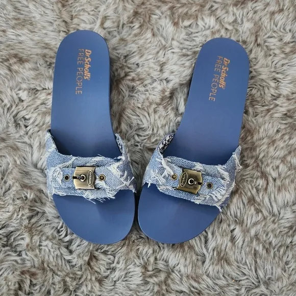 Dr Scholl's x Free People Denim Original Blue Ciel Sandals Brand New in Box