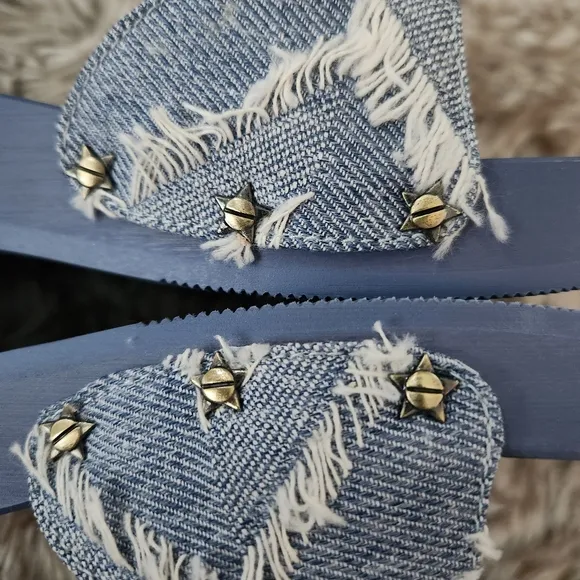Dr Scholl's x Free People Denim Original Blue Ciel Sandals Brand New in Box