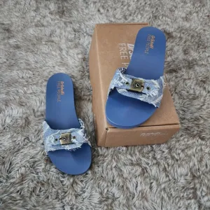 Dr Scholl's x Free People Denim Original Blue Ciel Sandals Brand New in Box