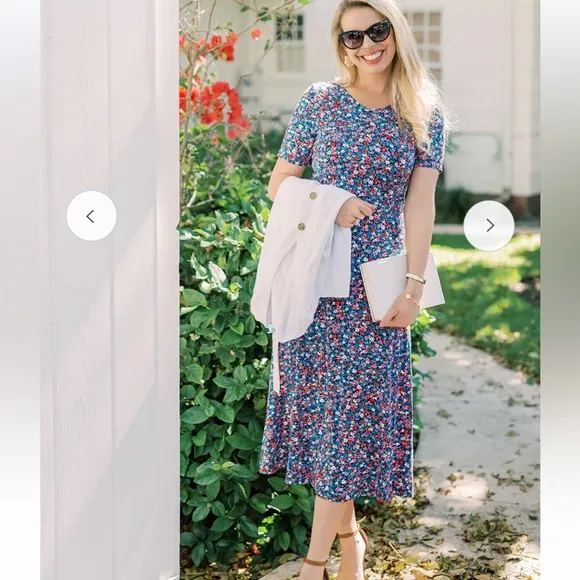 Draper James Tammy Midi T-Shirt Dress in Spring Ditsy Floral XXL