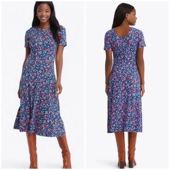 Draper James Tammy Midi T-Shirt Dress in Spring Ditsy Floral XXL