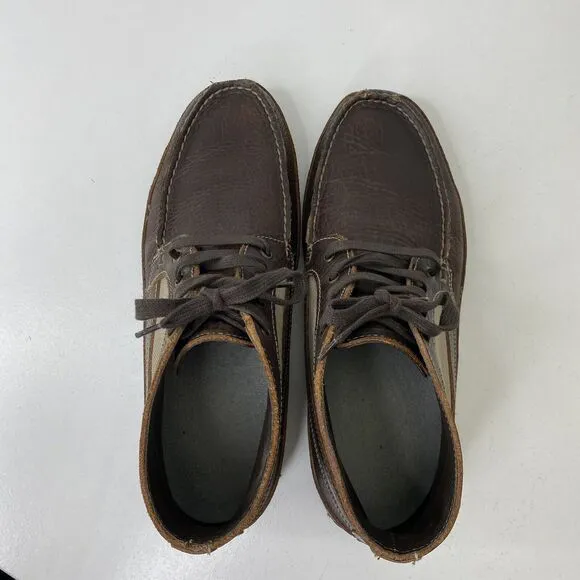Duluth Trading Co Boots Mens 10M Work Ankle Chuckka Brown Leather Canvas Lace Up
