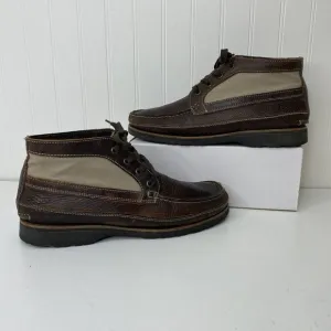 Duluth Trading Co Boots Mens 10M Work Ankle Chuckka Brown Leather Canvas Lace Up