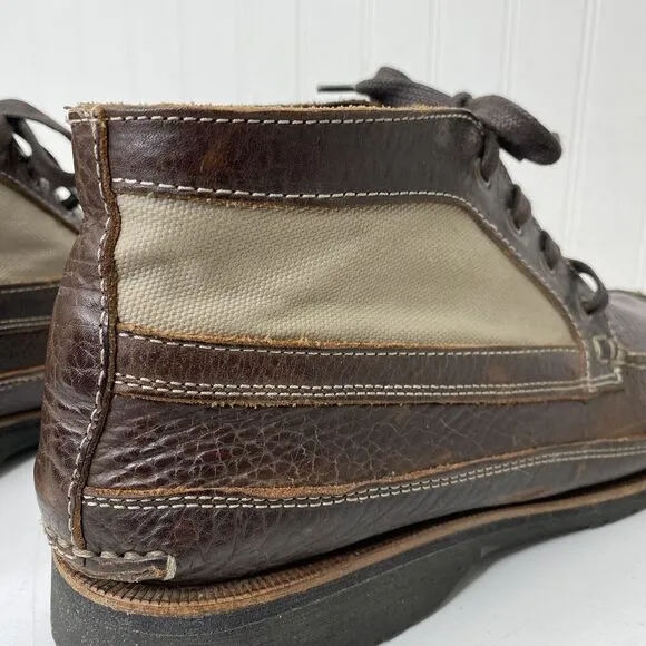 Duluth Trading Co Boots Mens 10M Work Ankle Chuckka Brown Leather Canvas Lace Up