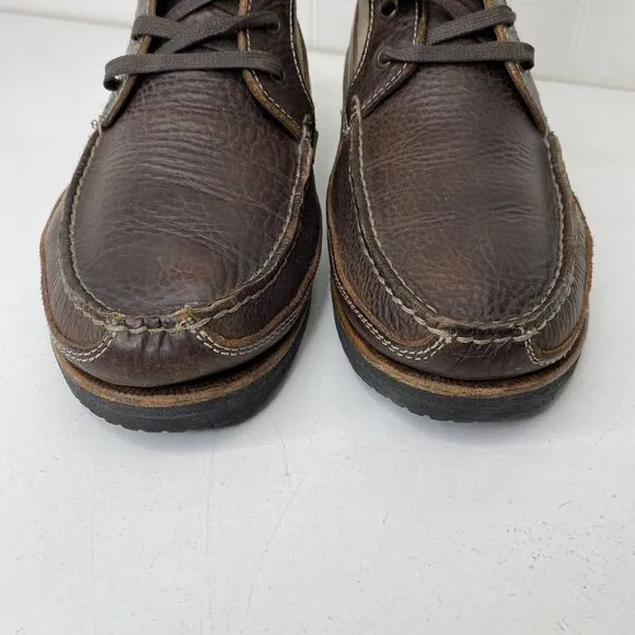 Duluth Trading Co Boots Mens 10M Work Ankle Chuckka Brown Leather Canvas Lace Up