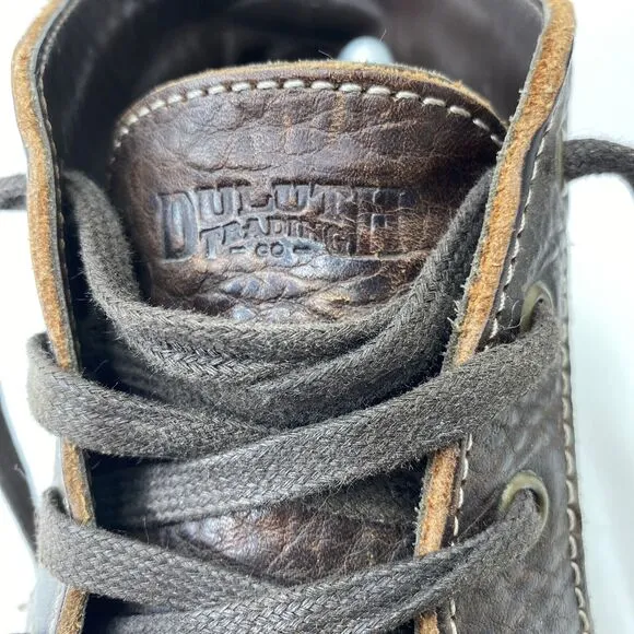 Duluth Trading Co Boots Mens 10M Work Ankle Chuckka Brown Leather Canvas Lace Up