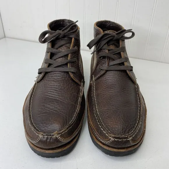 Duluth Trading Co Boots Mens 10M Work Ankle Chuckka Brown Leather Canvas Lace Up