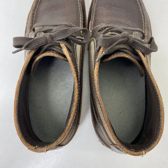 Duluth Trading Co Boots Mens 10M Work Ankle Chuckka Brown Leather Canvas Lace Up