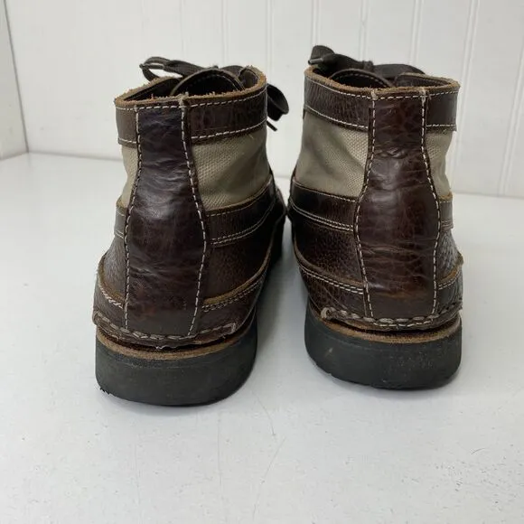 Duluth Trading Co Boots Mens 10M Work Ankle Chuckka Brown Leather Canvas Lace Up
