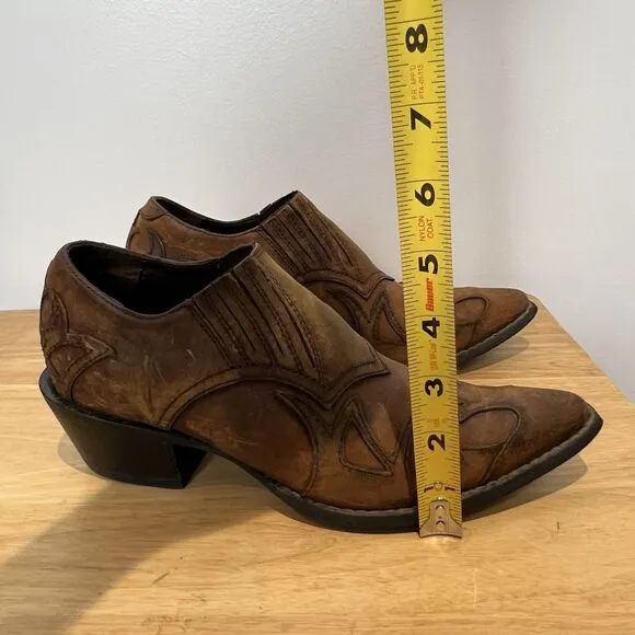 Durango Crush Women's Brown Leather Western Design Ankle Boots 6.5 M Rockabilly