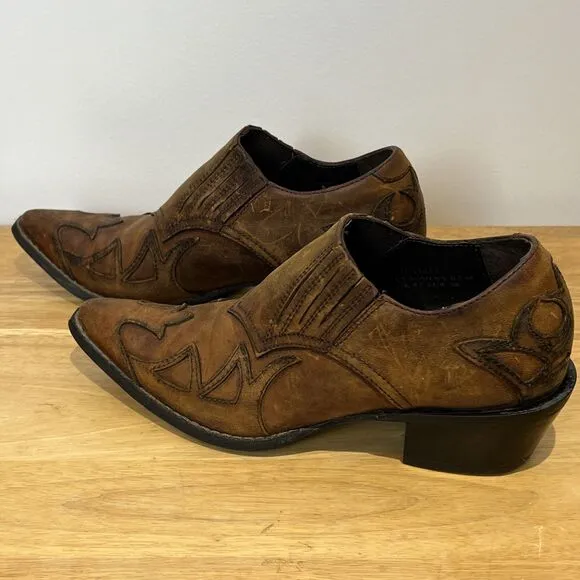Durango Crush Women's Brown Leather Western Design Ankle Boots 6.5 M Rockabilly
