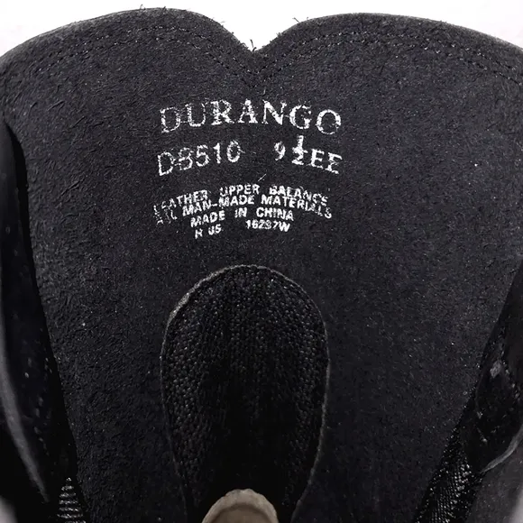 DURANGO Men's Black Leather Harness Boots US 9.5EE  DB510