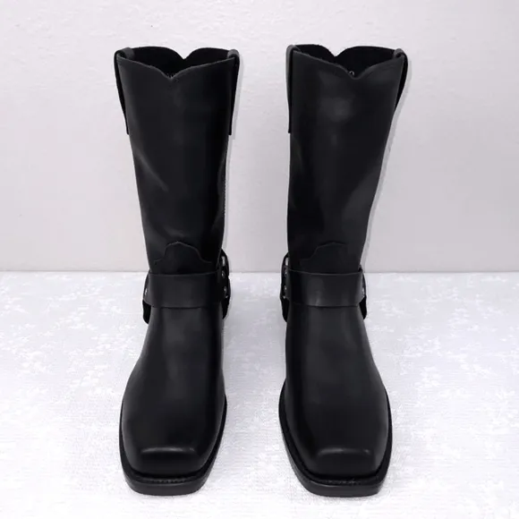 DURANGO Men's Black Leather Harness Boots US 9.5EE  DB510