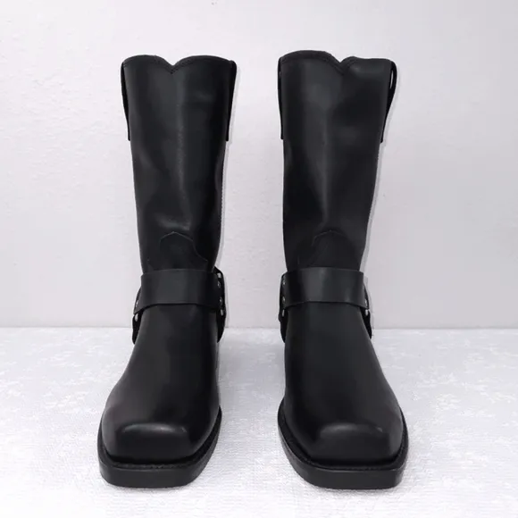 DURANGO Men's Black Leather Harness Boots US 9.5EE  DB510