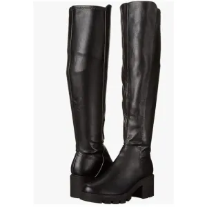 DV DOLCE VITA Nicolette Knee-High Leather Round-Toe Lug Boots Black Size 5 NWOB