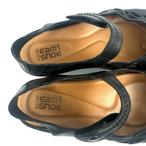 Earth Kalso Move Shoes 6 Black Leather Comfort Negative Heel Womens Maryjane