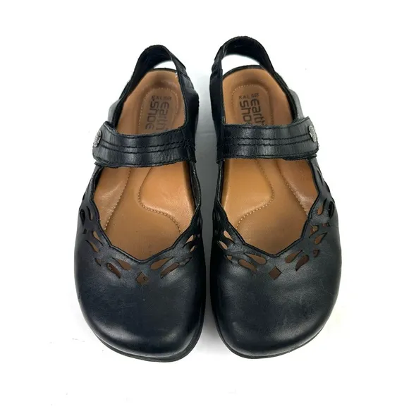 Earth Kalso Move Shoes 6 Black Leather Comfort Negative Heel Womens Maryjane