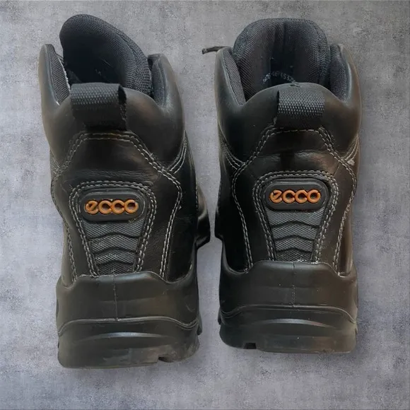 Ecco Black Leather Lace Up High Top Boots Mens‎ 13 Gore Tex Work Outdoors Combat