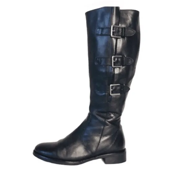Ecco Leather Black Tall Casual Career Winter Boots 39