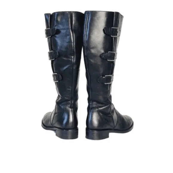 Ecco Leather Black Tall Casual Career Winter Boots 39