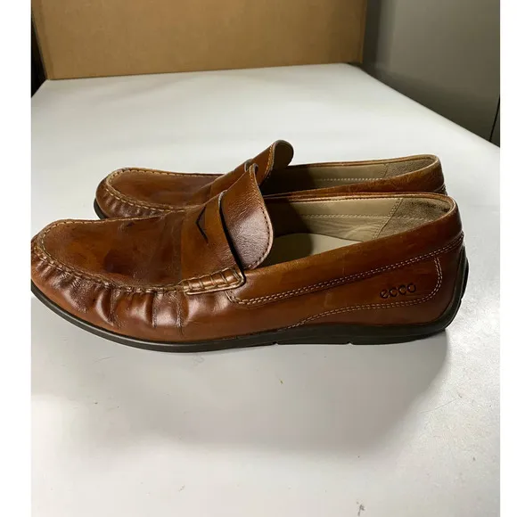 Ecco Leather Penny Loafer Slip On Dress Casual Men's Shoes 45 US (11-11.5)