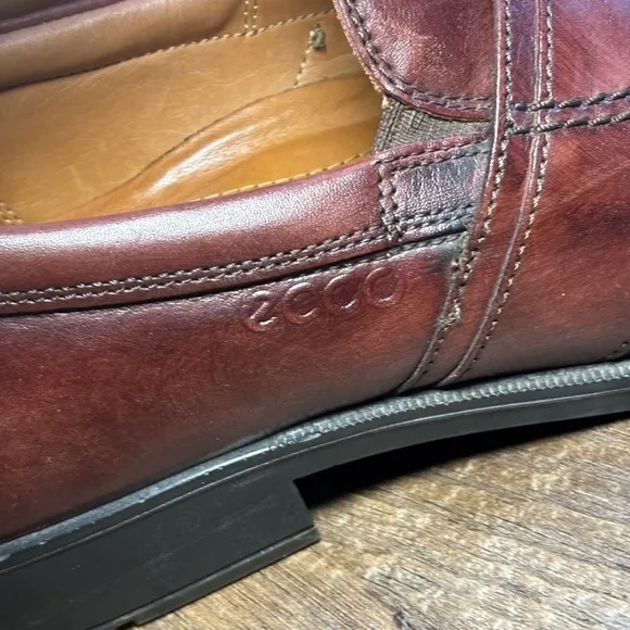 ECCO Men's Penny Loafers Leather Dress Shoes Cognac Men's Size 43