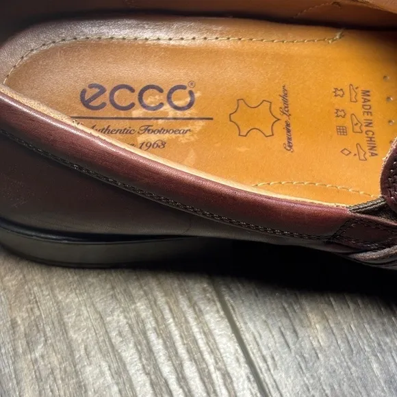 ECCO Men's Penny Loafers Leather Dress Shoes Cognac Men's Size 43
