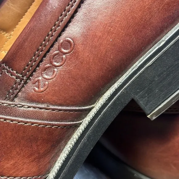 ECCO Men's Penny Loafers Leather Dress Shoes Cognac Men's Size 43