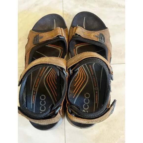 Ecco Yucatan Receptor Sandals Men's 10-10.5 US Brown Leather Trail Hike