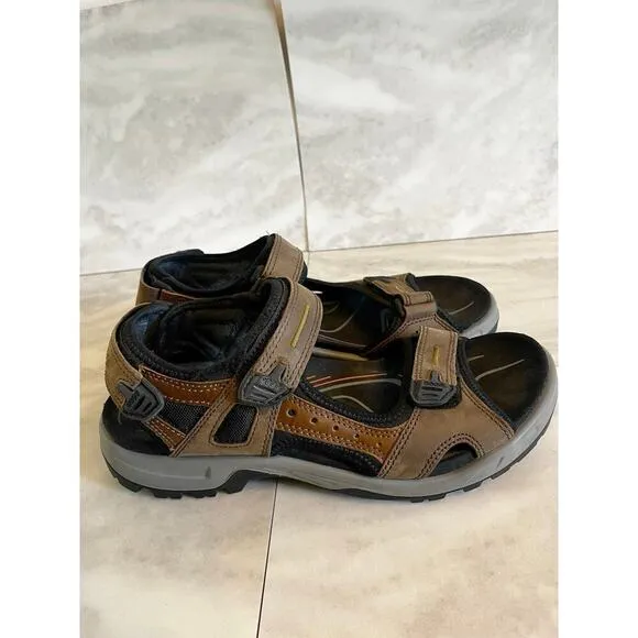 Ecco Yucatan Receptor Sandals Men's 10-10.5 US Brown Leather Trail Hike