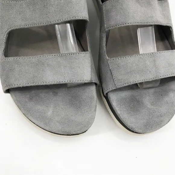 Eileen Fisher Gray Suede Platform Sneaker Sandals with Buckles