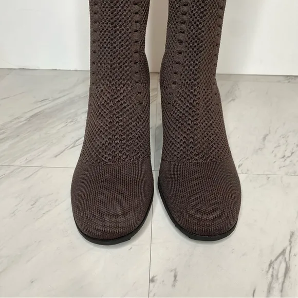 Eileen Fisher Kasana Brown Knit Wedge Heel Tall Boot 8 1/2