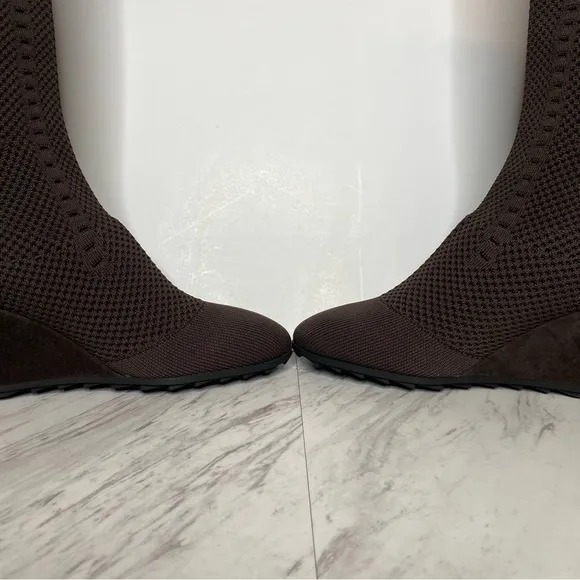 Eileen Fisher Kasana Brown Knit Wedge Heel Tall Boot 8 1/2