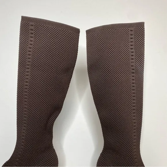 Eileen Fisher Kasana Brown Knit Wedge Heel Tall Boot 8 1/2