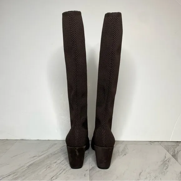 Eileen Fisher Kasana Brown Knit Wedge Heel Tall Boot 8 1/2
